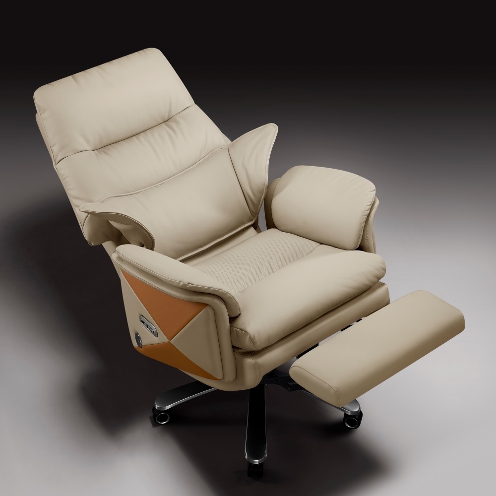 Ivoire + Cuir Véritable + Ventilation + Chaleur + Massage par Coussin d'Air