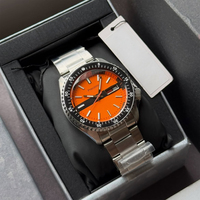 Precizon Herren Automatik-Taucheruhr 22mm Charm Edelstahl-Armband Zeiger Graues Zifferblatt Leuchtend Wochentag Datum Sportuhr 50m Wasserdicht