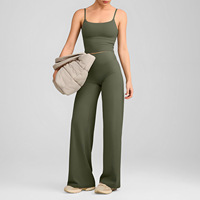 Ensemble de sport et yoga personnalisé avec logo – Sensation seconde peau, anti-humidité – Débardeur et pantalon évasé – Ensemble 2 pièces pour l'exercice et la gym