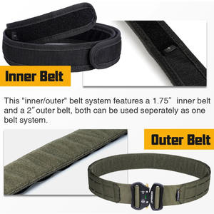 高品質2インチ戦術用モール式ダブルレイヤーメタルバックルファイターベルト、ハンティング、アウトドアスポーツ、メンズ用耐久性のあるツーインワンベルト - Product Image 2