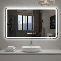 Miroir mural LED, grand miroir LED avec bouton tactile pour hôtel