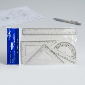 Lot de 4 règles en plastique de 20 cm pour étudiants : <span class=keywords><strong>règle</strong></span> droite, équerres et rapporteur pour le dessin scolaire - Product Image 4