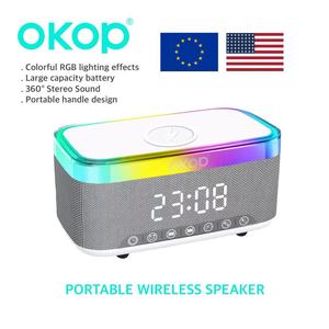 OKOP559 Reloj <span class=keywords><strong>Despertador</strong></span> con Carga Inalámbrica de 15W, Luz Ambiental RGB, Altavoz con Ruido Blanco para <span class=keywords><strong>Computadora</strong></span>, Teléfono Móvil y Hogar - Product Image 1