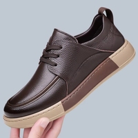 Nouvelles Mocassins Formelles d'Affaires pour Hommes, Design Italien, en Cuir Véritable, à Lacets, Bout Rond, Soutien de la Voûte Plantaire, Antidérapantes, Tendance Mode