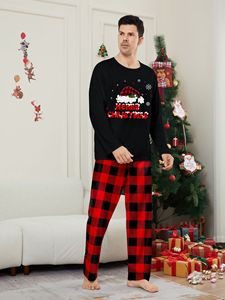 Ensemble de pyjamas familial personnalisé en tricot respirant et thermique, taille élastique, manches longues, à carreaux rouges et noirs, idéal pour l'hiver et <span class=keywords><strong>la</strong></span> Saint-Valentin - Product Image 5
