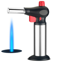 Grands briquets torche à souder en métal réglables, rechargeables au gaz, à jet de butane, pour cuisinières, camping, feux d'artifice, poêles