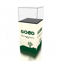 Comptoir de podium LED portable en aluminium de 3 pieds avec impression sur tissu SEG et boîte en acrylique transparente pour exposition
