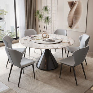 <span class=keywords><strong>Tavolo</strong></span> da Pranzo di Lusso Contemporaneo per 4 6 8 Persone con Piano in Finitura Pietra e Base Rotonda a Piedistallo per Sala da Pranzo e <span class=keywords><strong>Cucina</strong></span> - Product Image 6