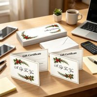 Cartes-cadeaux personnalisées haut de gamme avec estampage à chaud doré et enveloppe assortie pour emballage cadeau de marque de luxe