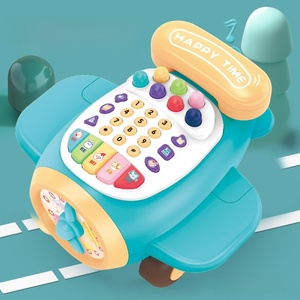 Jouet musical éducatif pour bébés et tout-petits, téléphone à pousser et à tirer, en forme d'avion de dessin animé - Product Image 2