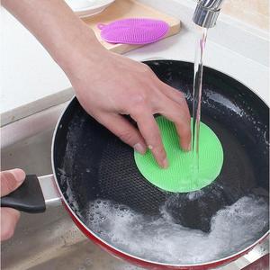 Silicone Dishwashing Brush Round Multi Functional With Heat Insulation For Pots And Pans Mixed Colors - Product Image 3