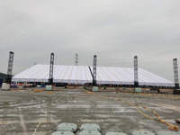 Cobertizo de techo para conciertos al aire libre, soporte de escenario, armazón de espiga negra, sistema de diseño, torre de elevación, a la venta