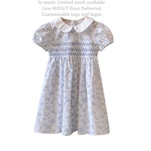 <span class=keywords><strong>Vestito</strong></span> per bambini all'ingrosso tessuto <span class=keywords><strong>con</strong></span> stampa a farfalla di cotone <span class=keywords><strong>con</strong></span> colletto e maniche corte a maniche corte <span class=keywords><strong>vestito</strong></span> Smocked per bambine - Product Image 1
