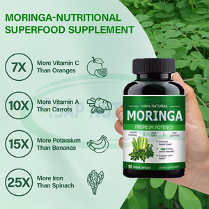 Ausreson kapsul ekstrak daun Moringa Label pribadi mendukung suplemen Pencernaan kapsul Moringa organik terbaik - Product Image 6
