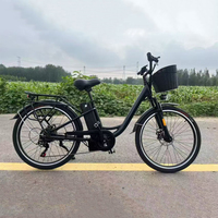 Vélo électrique de banlieue 24/26 pouces à cadre en aluminium, avec panier, style vintage, pour usage urbain – Vente directe usine à prix abordable