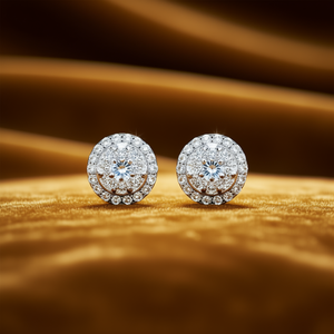 Orecchini in Oro Bianco con Diamanti Taglio Brillante Rotondo Colore G Diamanti Naturali Stile Classico Gioielli da Sposa per Donna - Product Image 2