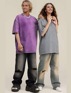 Venta al por mayor Vintage 100% algodón camiseta cuello redondo deportes al aire libre camisa gráficos peso pesado Hombre Ropa imprimir Logo en blanco - Product Image 5