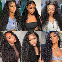 Perruque bouclée profonde sans colle 13x4 HD avec dentelle transparente, noire naturelle, cheveux vierges brésiliens 12A, pré-épilée avec baby hair