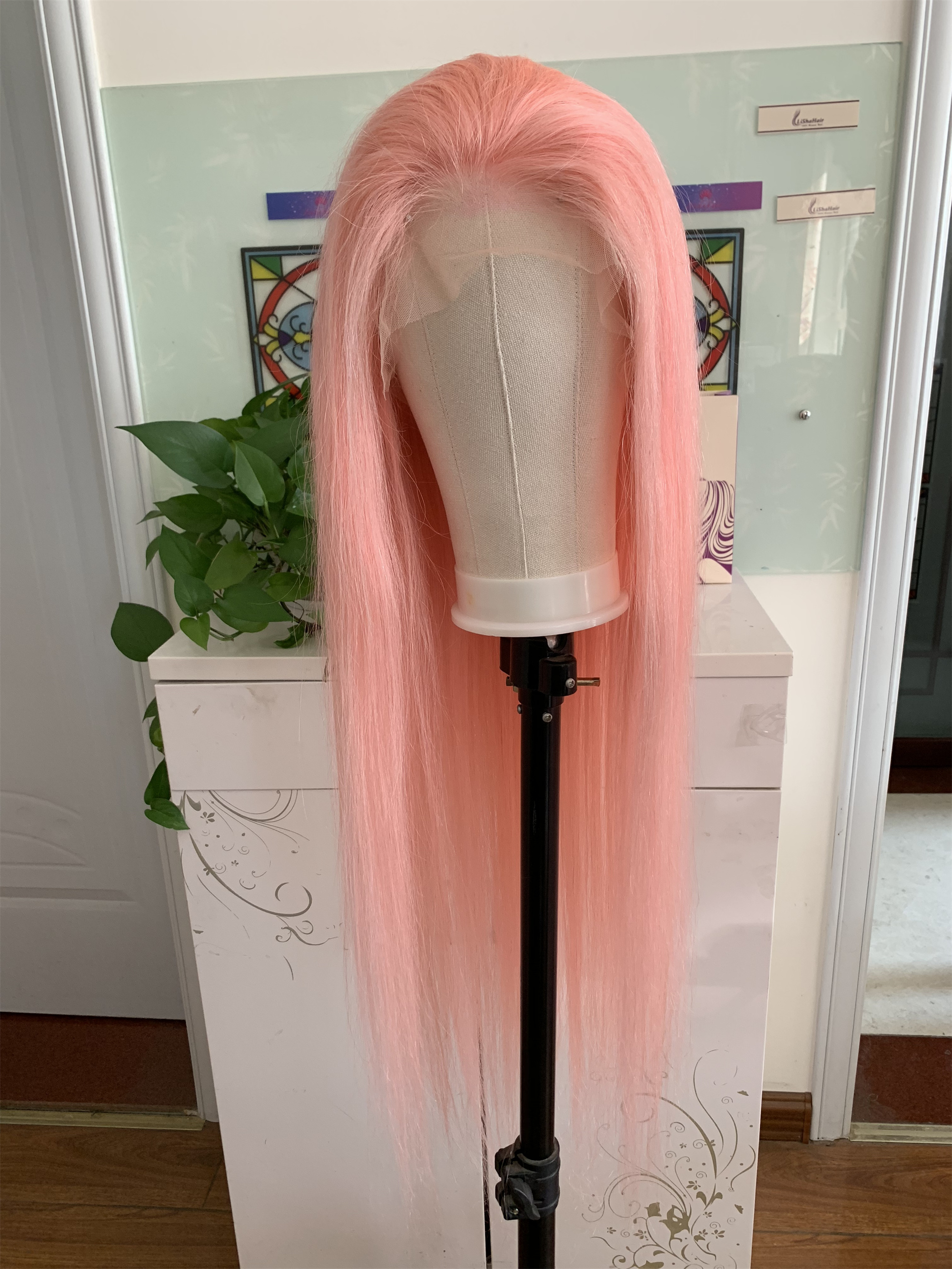 light pink human wig