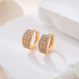 Nouveau haut de gamme luxe cercle cuivre Micro plein Zircon boucles d'oreilles Unique Vintage Design crochet d'oreille pour les femmes élégant à la mode - Product Image 1