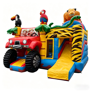 Château gonflable sur le thème du camion tout-terrain de la <span class=keywords><strong>jungle</strong></span> en PVC, idéal pour les fêtes d'enfants, les locations commerciales et les événements en plein air. - Product Image 2