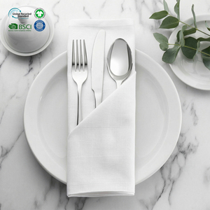 Serviette en satin de coton blanc épais 20x20 pouces, motif carré durable, pour événements d'entreprise, expositions et traiteur (vente en gros) - Product Image 1