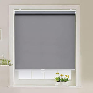 Stores occultants 100% sans perçage, installation facile, stores à enroulement gris manuels pour fenêtres intérieures - Product Image 2