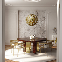 Meubles d'appartement élégants pour la maison et l'hôtel, style contemporain moderne, table à manger ronde haut de gamme en bois et laiton