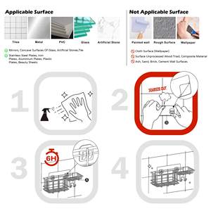 Estante de cesta montado en la pared clásico con gancho adhesivo extraíble No se necesita perforación Estante de carrito de ducha para organizador de baño - Product Image 4