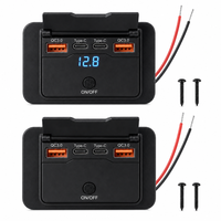 Chargeur embarqué 4 ports 12-24V pour camping-car avec USB Type C, double QC3.0, PD, charge rapide, voltmètre et interrupteur