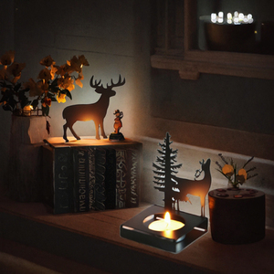 Support de bougie chauffe-plat en métal en forme de cerf de Noël, support décoratif en forme de renne, décoration de table sur le thème de la forêt, cadeau de Noël, accent décoratif pour la maison - Product Image 3