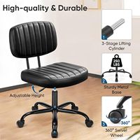 Petit support lombaire ergonomique pour le bas du dos, réglable en hauteur, chaise de bureau à domicile sans bras avec roulettes pivotantes