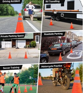 Cônes de signalisation réfléchissants pliables avec lumière LED, prix avantageux, imperméables - Product Image 6