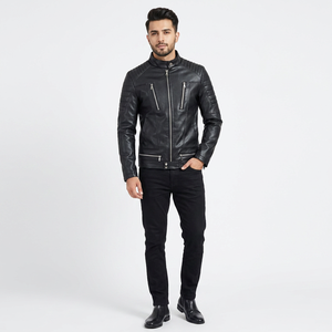OEM Men's High Quality Genuine <b>Leather</b> Hooded Varsity Style Quick Dry Solid Color Breathable Canvas Fabric <b>Winter</b> <b>Jacket</b> 320g - Product Image 1
