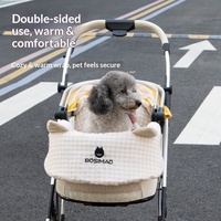 Poussette pour animaux de compagnie BOSIMAO, tissu anti-salissure, coussin de siège extérieur pour chat et chien avec oreiller de cou et barrière de sécurité