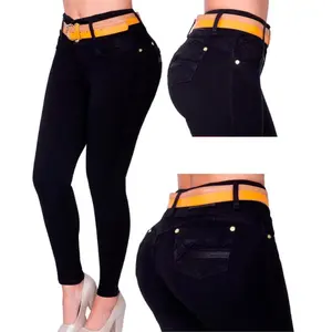 Vente en gros de Jeans péruviens pour femmes, pantalon crayon en jean extensible de marque supérieure, pantalon taille haute pour femmes