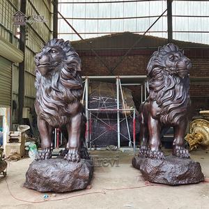 TREVI Paire de statues de lions en bronze coulé de grande taille pour l'entrée de la maison, statues de gardiens - Product Image 2