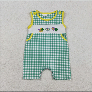ชุดรอมเปอร์เด็กทารกชาย ลายปักหน้ากาก SR3312 ลายสก็อตสีเขียว สำหรับงานมาร์ดิกราส์ - Product Image 6