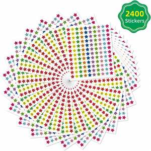 Lot de 80 tableaux de récompenses pour la salle de classe avec 2400 autocollants étoiles colorés en papier pour enfants et étudiants, pour l'enseignement en classe - Product Image 5