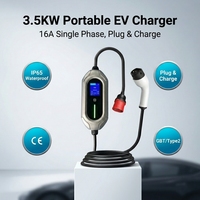 Chargeur EV portable Type 1 J1772 3,5 kW IP54 Câble de 5 m Courant réglable 16A Prise et charge Utilisation domestique intelligente