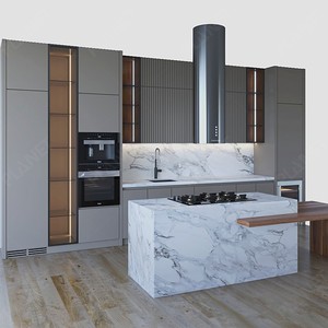 New Arrival Automatic Kitchen <strong>Pantry</strong> <strong>Cabinet</strong> Storage Corner Frameless Grey Kitchen <strong>Cabinet</strong> With Island - Product Image 2