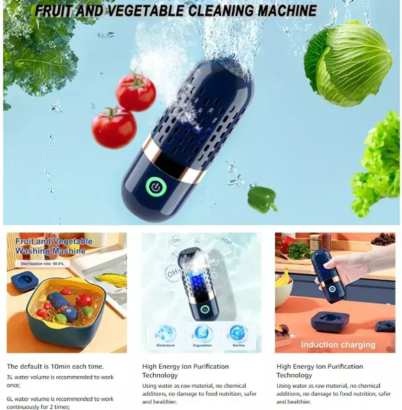 Mini Keuken Draadloos Opladen Veget Cleaner Fruit En Groente Wasmachine Fruit Reinigingsmachine