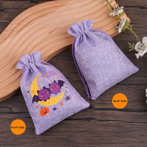 Bolsa de Lino Suave con Cordón para Halloween, Estilo Europeo-Americano, Estampado de Dibujos Animados, Bolsa de Regalo, Bolsita para Dulces, con Logotipo Personalizado para Fiestas - Product Image 3