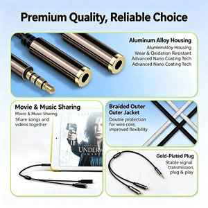 Splitter per Cuffie da <span class=keywords><strong>3</strong></span>,5mm, Cavo Audio 1 a 2, Splitter Stereo Aux Y Intrecciato in OFC, PVC per Telefono, Laptop, PC, Monitor, Lettore DVD - Product Image 3