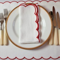 Serviettes en lin brodées festonnées pour Noël, réutilisables, pour la table, pour les fêtes de Noël, les mariages, les banquets, la décoration, les dîners