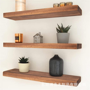 Wooden Floating <b>Shelf</b> Solid Wood Rectangle <b>Wall</b> <b>Mounted</b> Living Room Storage <b>Shelves</b> Bh 514 - Product Image 2