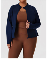 Veste de sport personnalisée de haute qualité pour femmes, style automne-hiver, col montant, pour le yoga, la remise en forme et la salle de sport, taille plus