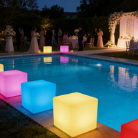 Chaise cube LED en plastique d'extérieur pour dropshipping, réglable avec télécommande RGB 40x40x40cm, décorations de fête, lumière étanche IP65