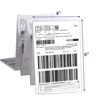 Label Thermal Berlapis Atas 4x6 Inch 500pcs/roll (fanfold) Tahan Air Label Pengiriman Menerima Ukuran dan Pencetakan Kustom