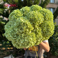 DC211 Bunga Hydrangea Hijau Muda 18cm Kepala Besar Terlaris, Bunga Sutra Buatan untuk Dekorasi Pernikahan dan Acara